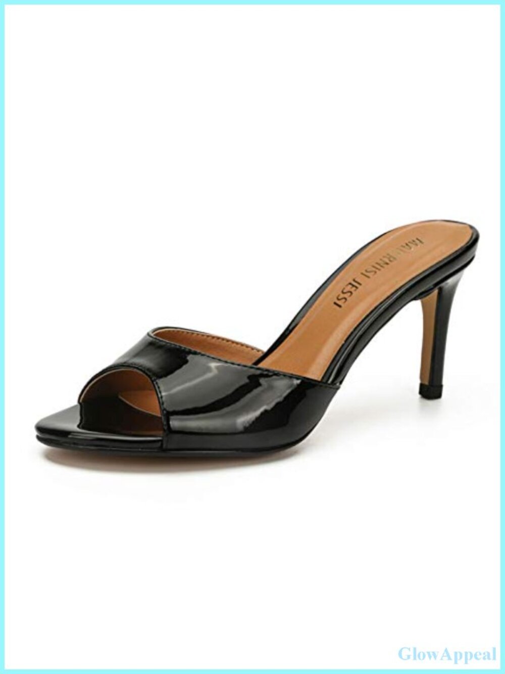 Women's Mule Heels Open Toe Slip-On Kitten Sandals 3 Inch Stiletto PU